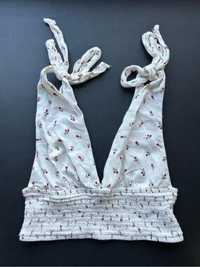 Forever 21 White Smocked Floral Crop Top